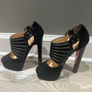 Christian Louboutin Black Platform Pumps with Red Soles